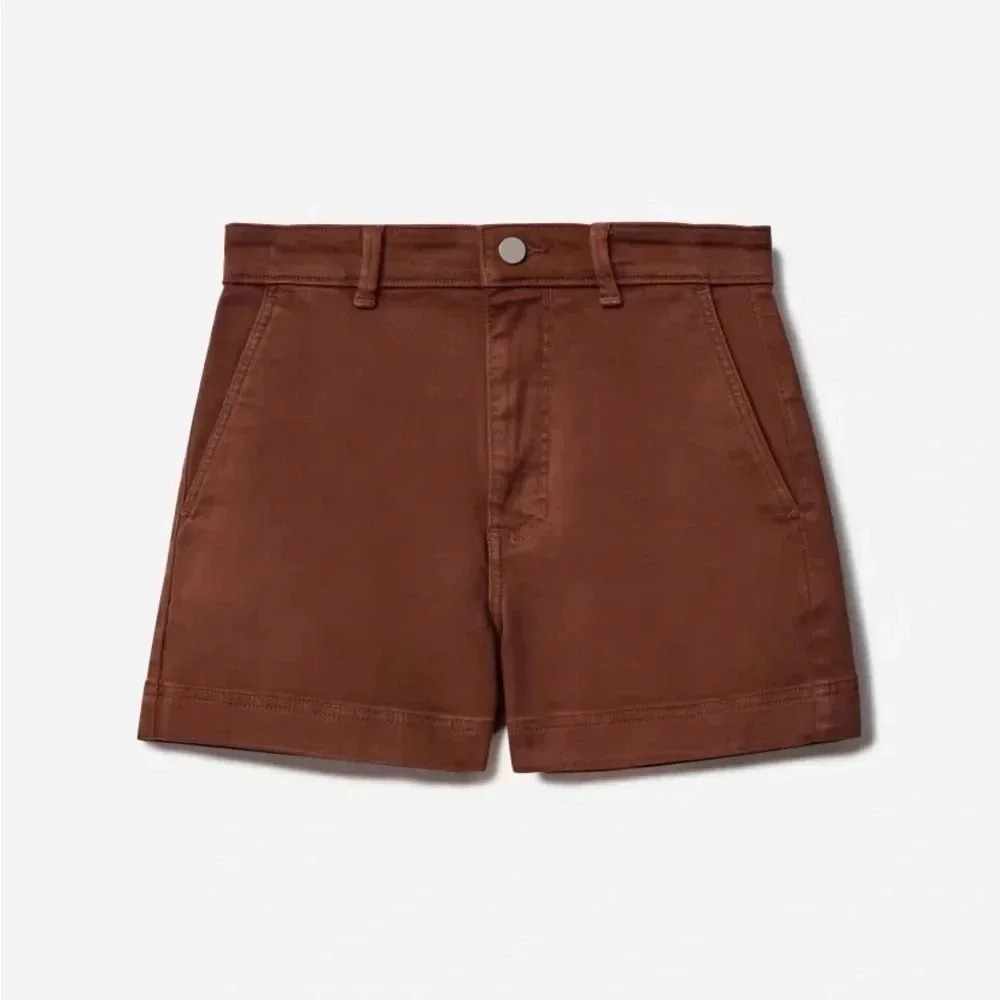 Everlane Chestnut High-Waist Cotton Shorts